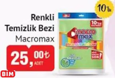 MACROMAX RENKLİ TEMİZLİK BEZİ